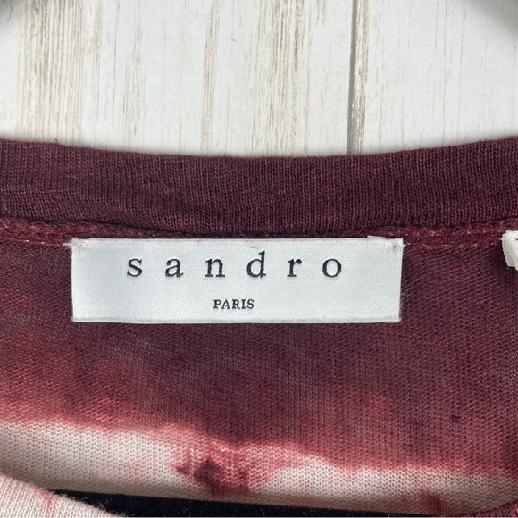 SANDRO Paris 100% Linen Top Tie Dye Tee - Picture 3 of 5